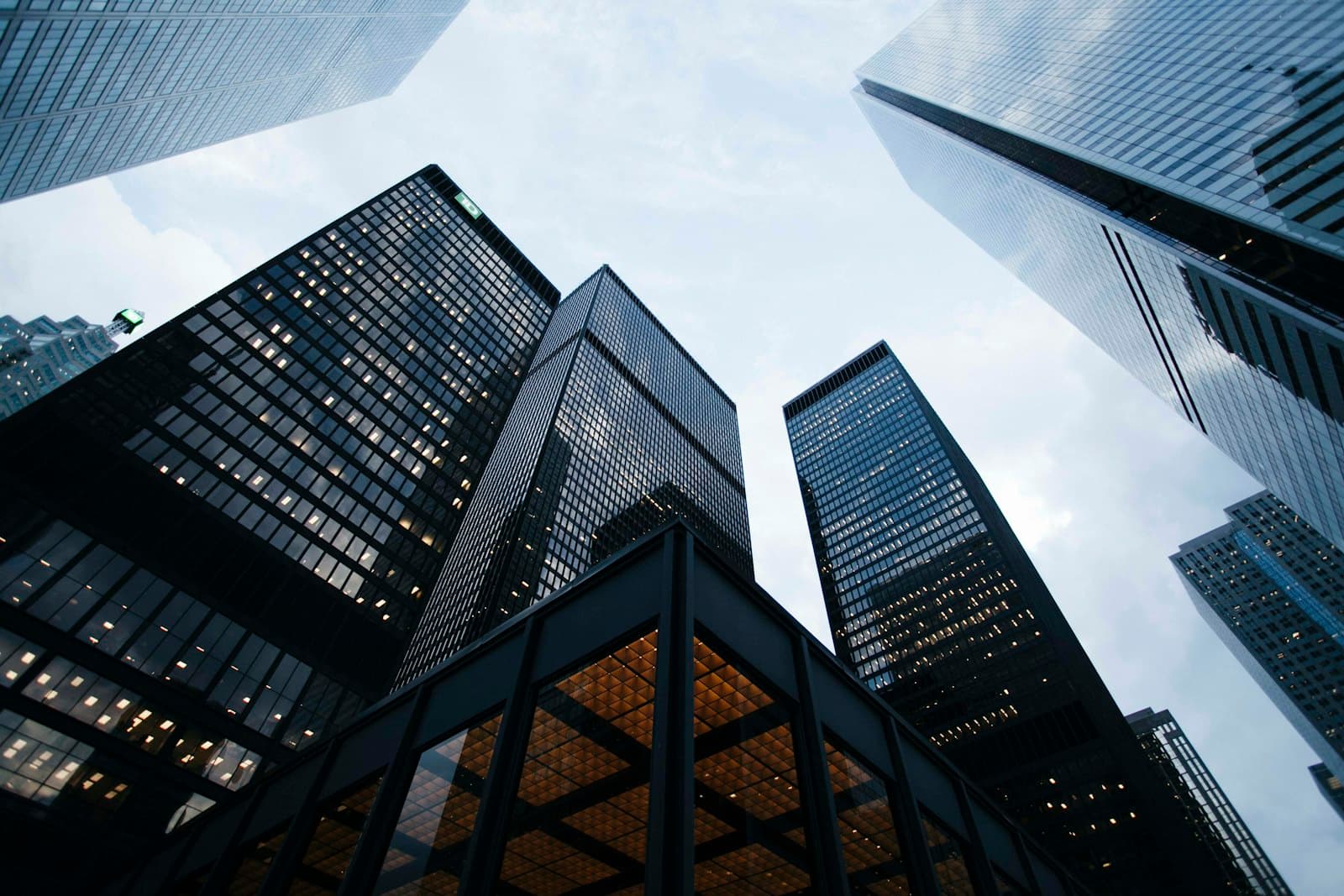 City towers from below